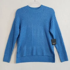 Simply Vera Vera Wang Long Sleeve Directional Rib Pullover Size S Blue NWT
