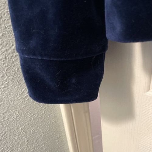 Lauren Ralph Lauren dark Navy Blue Velour Jacket Gold Accents Size L - Picture 3 of 10