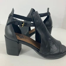 Womens OTBT Metaphor Open Toe Chunky Sandals Black Leather 10