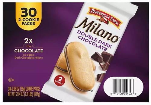 3 PACK Pepperidge Farm Milano DOUBLE DARK CHOCOLATE Cookies 30 count box - Picture 3 of 9