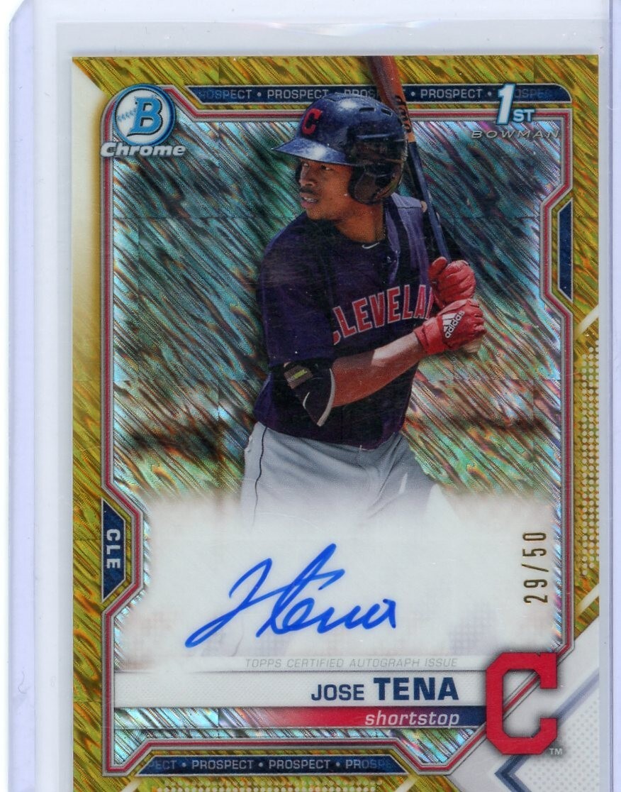 2021 Bowman Chrome Jose Tena Gold Shimmer Refractor Auto /50 CPA-JT Nationals