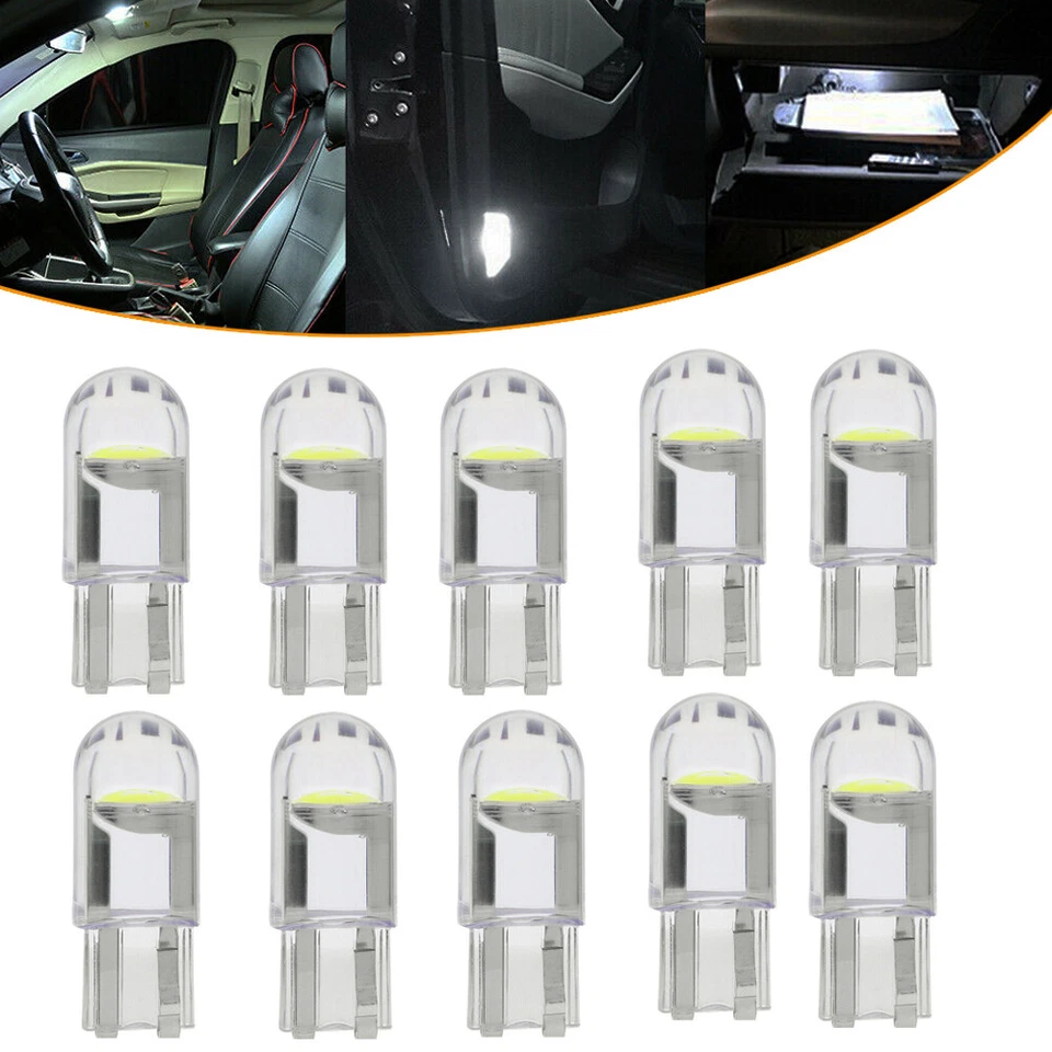 10pcs White LED T10 194 168 W5W Car Interior Map Trunk License Plate Light Bulbs - Image 3 of 4