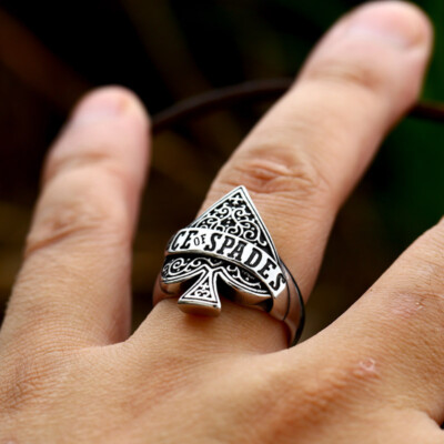 アクセサリー spade silver ring mysilverworld Solid 925 Sterling Silver Ace of Spades Men's