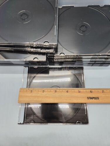 CD JEWEL CASES • Lot of 25 NEW Slim Black Clear Compact Disc Game Holders Snap - Photo 8/8