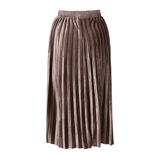 Women’s High Elastic Waist Skirt Pleated A Line Swings Midi Velvet Skirts Solid - Imagen 16 de 31
