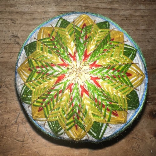 Vintage Temari Ball Japanese Traditional Thread Folk Art Handmade Starburst 4” - Picture 4 of 6