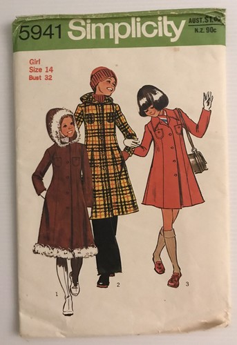 Simplicity 5941 Vintage 70s Sewing Pattern Girl's Jackets Size: 14 Bust: 32 - Foto 1 di 9