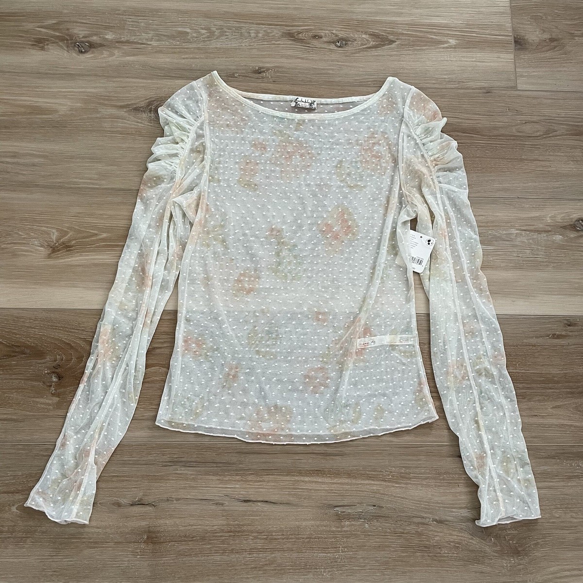 Free People Spot Light Sheer Long Sleeve Top M NEW | eBay