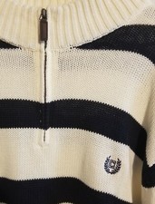 Chaps Ralph Lauren Heavy Cotton Half Zip Sweater Size XXLT White/Blue- pre own