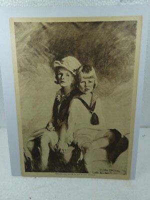 Vintage Print Brother and Sister Jean McLane Johansen 7'' x 9-1/2''