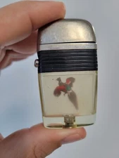 Vtg Scripto Vu Lighter - Pheasant Ring-Neck Bird flying - double side insert