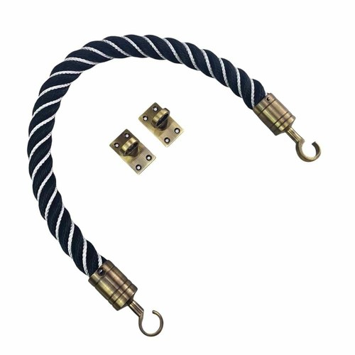 40 mm schwarz Softline entwurmt in weiß Absperrseil x 1 m c/w antike Haken - Bild 1 von 4