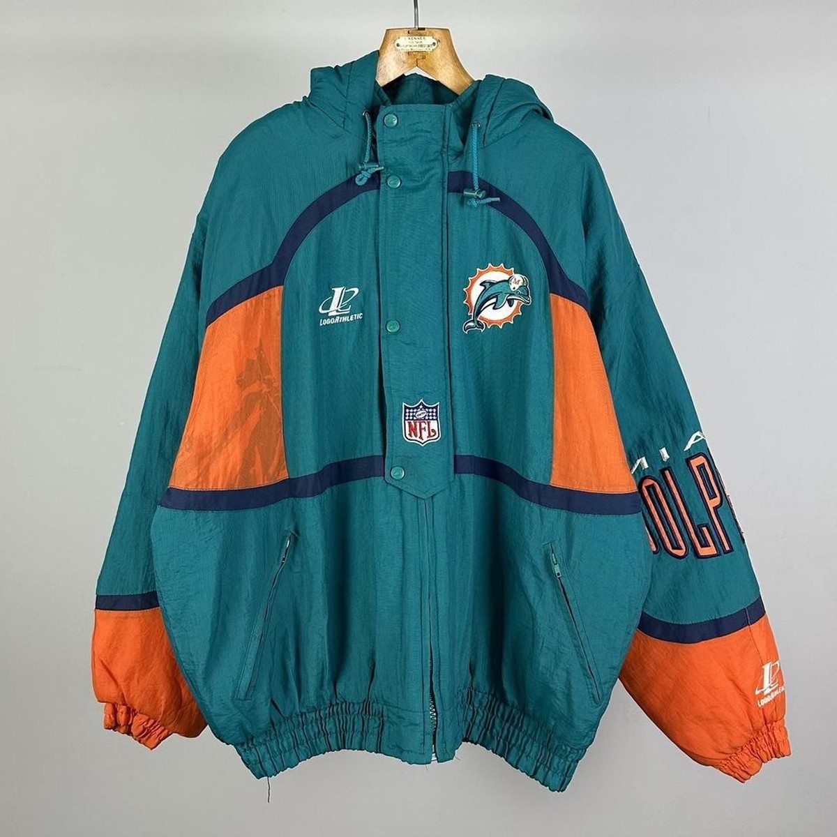 【古着】NFL Miami Dolphins ジャケット M Vintage 90s Miami Dolphins Team NFL Logo Athletic Puffer Jacket