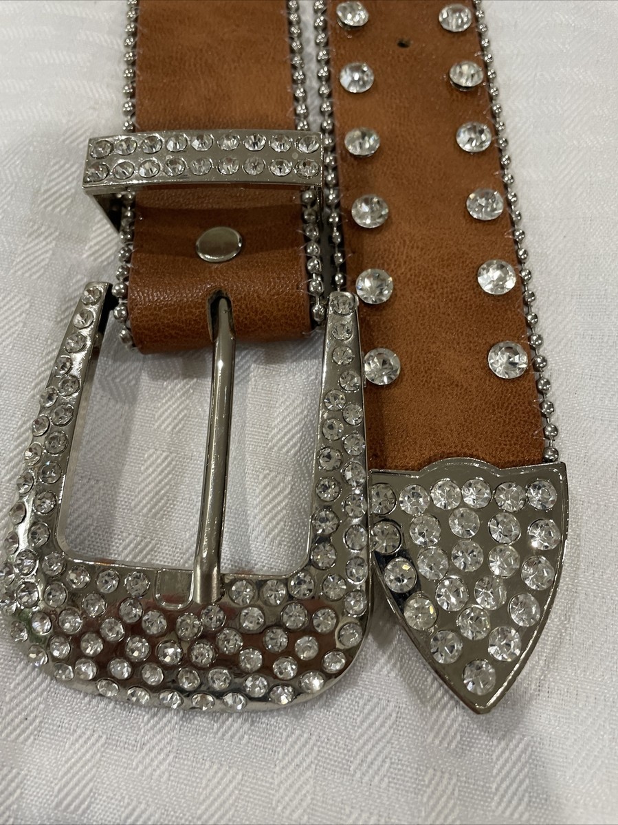 MMS DESIGN STUDIO~MEDIUM BROWN LEATHER BLING RHINESTONE  display picture 3