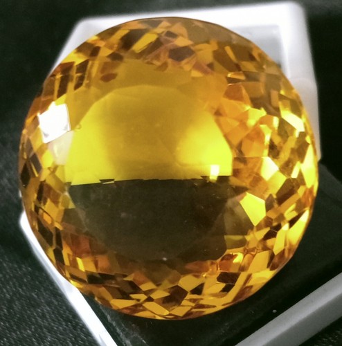 Natural Brazilian Round Yellow Topaz 97.30 Ct Certified Loose Gemstone - Picture 8 of 13