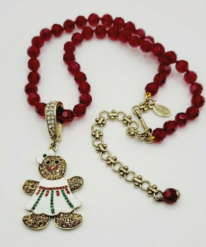 Heidi Daus Gingerly Gorgeous Enamel Crystal Gingerbread Girl Necklace #7 - Picture 2 of 6