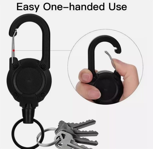 Heavy Duty Retractable Carabiner Key Chain Badge Holder With Steel Cord Keychain - Picture 2 of 13