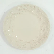 ACANTHUS LEAF GG Collection Cream Embossed Scrolls 7" Saucer