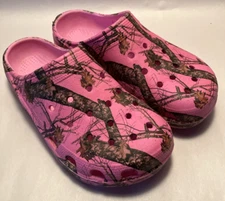 Unbranded Womens 39 (9) Bright Pink & Brown Camo Slip On No Strap Comfort Clogs