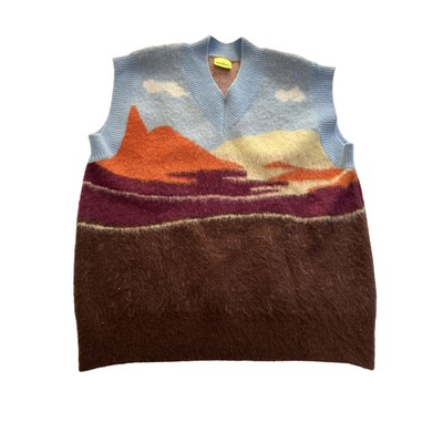 NEOITY in Mohair Sunset Landscape Vest Blue Brown