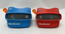 2 Vintage ViewMaster Viewers Toy Slide Red And 3D Blue