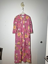 Vintage 1970's SEARS Take Along House Kaftan Pink Garden Floral House Dress MED