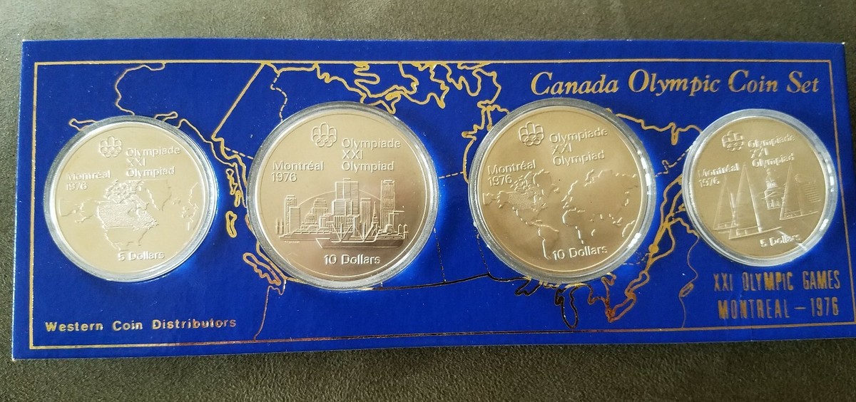 1976 Silver Canadian Montreal Olympics 4 Coin Set Uncirc 4.3 1976 Silver Canadian Montreal Olympics 4 Coin Set Uncirc 4.3