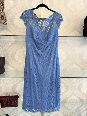 TADASHI SHOJI Blue Sheer Lace Cocktail Dress Style# ACZ1812LY Sz 10 $428 |  eBay