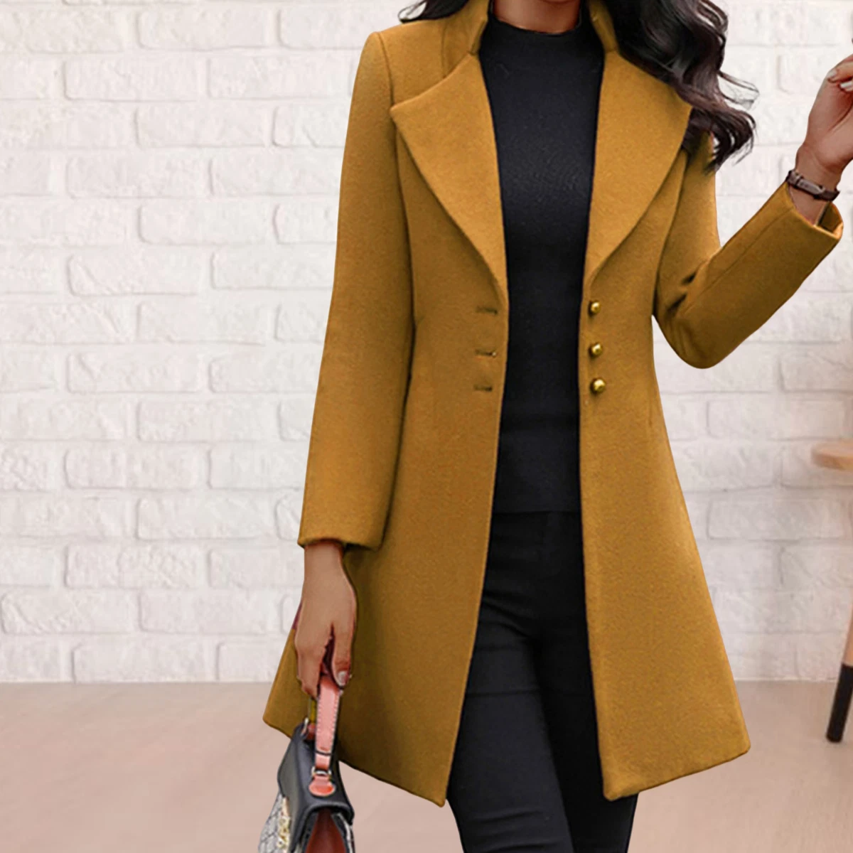 Women Coat Commute Slim Fit Soft Midi Length Lady Jacket Formal