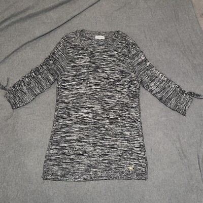 Calvin Klein Knit Mini Dress Black & White 3/4 sleeve Size Medium | eBay