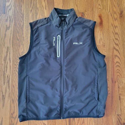 Ralph Lauren RLX Men's Large Golf Vest Black Wicking Full Zip Fleece Lined