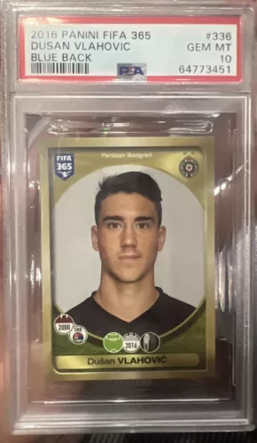 2016 Panini FIFA 365 Soccer #336 Dusan Vlahovic Blue Back PSA 10 GEM MINT
