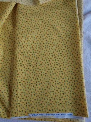 Vintage Fabric Yellow Heart Flowers  Cranston Print Works 44'' x 2 Yards