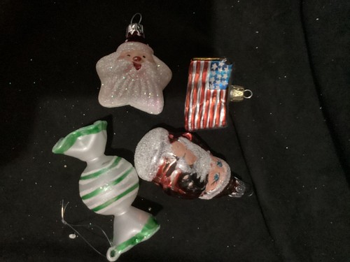 ORNAMENT 10 PIECE GLASS FISH ,FLAG SANTA AND 5 ICEICLE SHAPED GLASS ORNAMENT - Picture 6 of 6