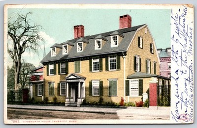 Wadsworth House Cambridge Massachusetts Vintage Postcard