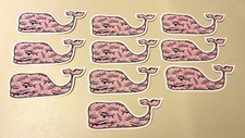 Lot of 10 Rare Vineyard Vines Pink Shark Pattern Whale Stickers - Mint 4.75