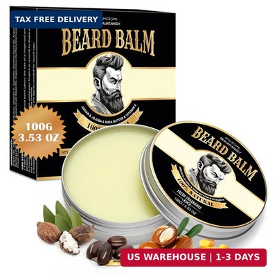 Beard Balm for Men, 100%Natural with Shea Butter,Argan Oil, Jojoba Oil,Vitamin E