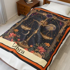 LIBRA Zodiac Plush Blanket Astrology Throw | The Astral Priestess 50 X 60 in.