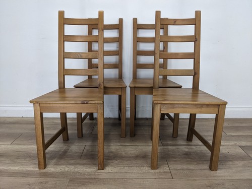 DINING CHAIRS Set Of 4 Pine Ladder Back Side Chairs FREE DELIVERY - Picture 16 of 22