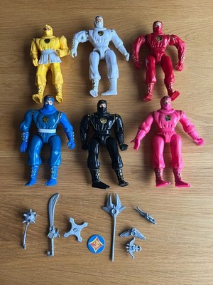 8 Konvolut Power Rangers Mighty Morphin Movie Ninja Figuren (komplettes Team) +8 Waffen