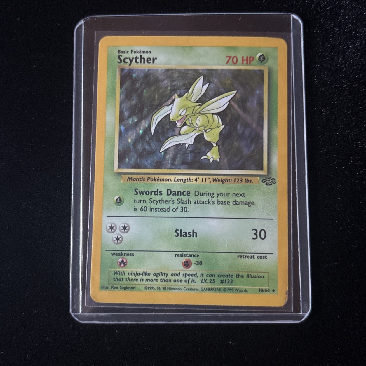Pokémon Scyther 70 HP Jungle 10/64 Rare Holo Basic Unlimited 1999 Wizards