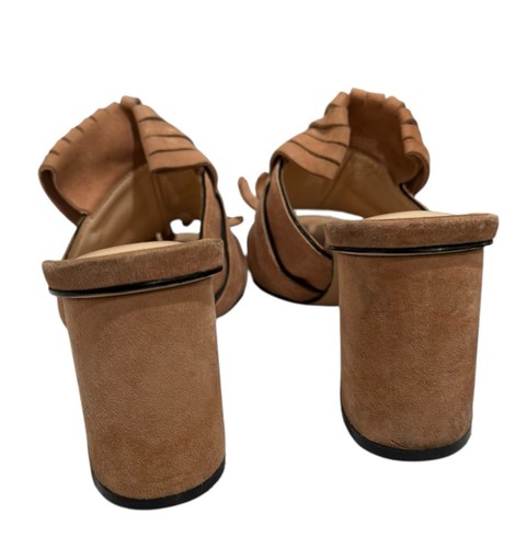 Gucci Marmont Suede Slides IT 40 Fringe Mule Rose Pink GG Logo Heels Sandals - Picture 6 of 9