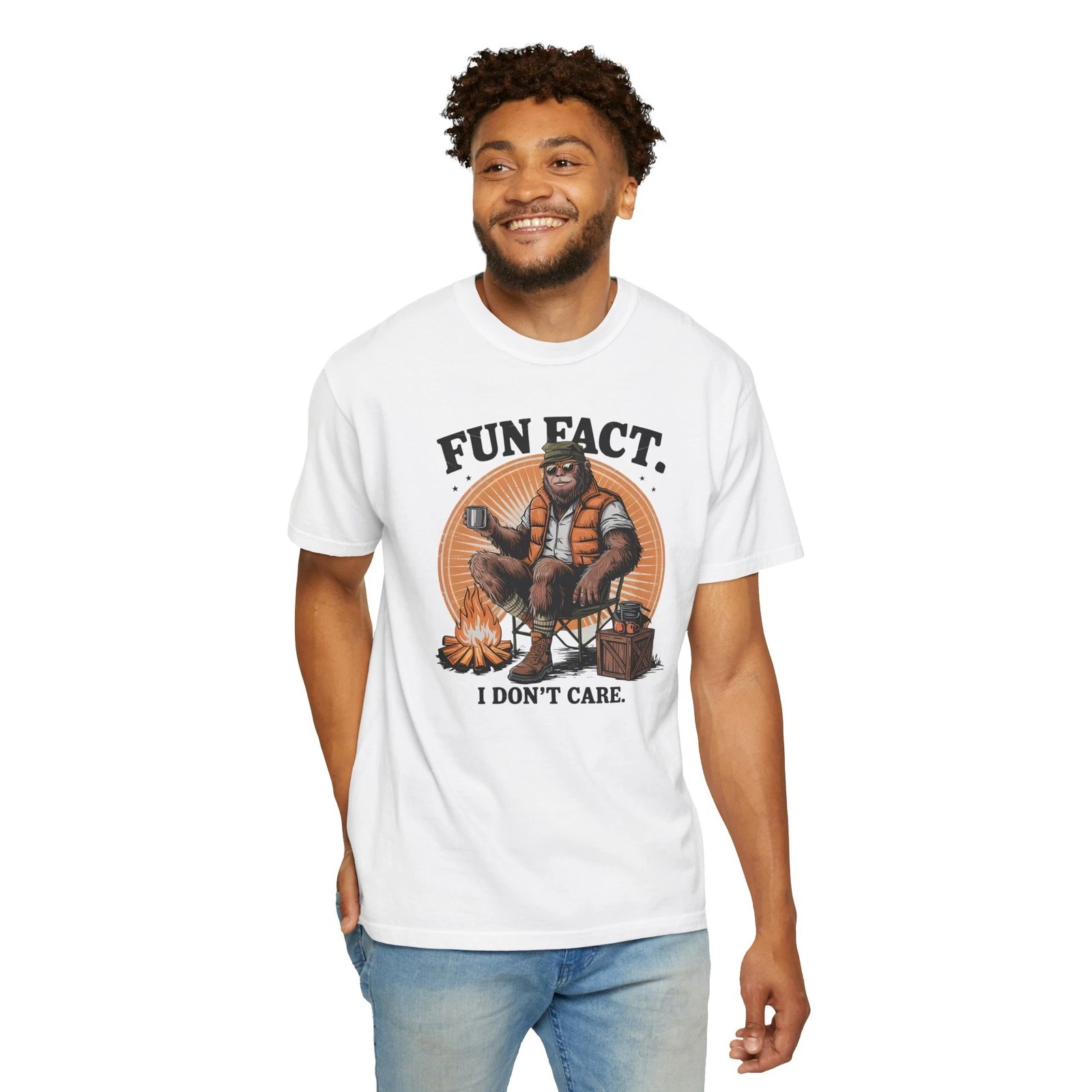 Camping Sasquatch 'Fun Fact I Don't Care' T-Shirt | Outdoors Campfire Shirt
Opens in a new window or