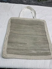 Tan Woven Mat Double Layered Tote Bag Purse 15” X 15” Square Handmade New Thick 