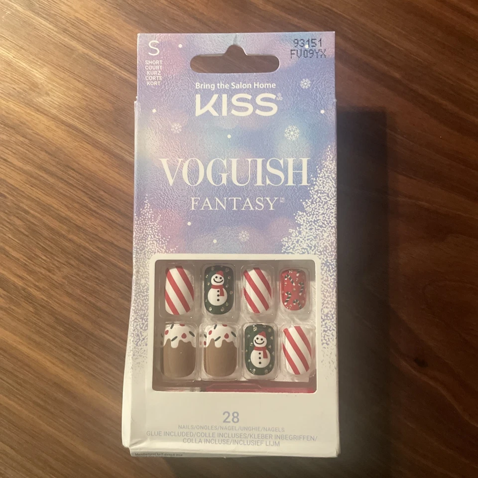 Paquete de 4 uñas cortas con temática navideña surtidas Foto 3 de 4