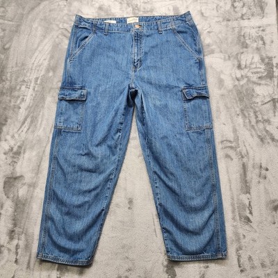 Universal Thread Jeans Womens 17 Juniors Blue Mid-Rise Cargo Boyfriend Casual