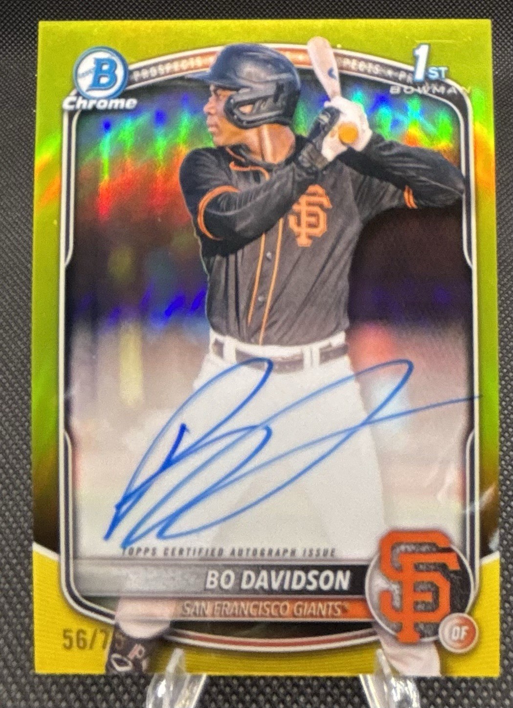 Bo Davidson 2025 Bowman Chrome 1st Yellow Refractor Auto /75 SF Giants