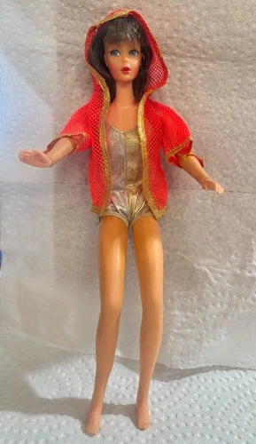 VINTAGE 1970 Dramatic Living Brunette Barbie W/ Original Swimsuit & Cover Up!