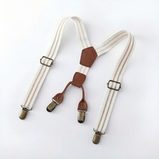 Kids Suspenders Strong Metal Clip Adjustable Y Back Brace for Birthday Beige