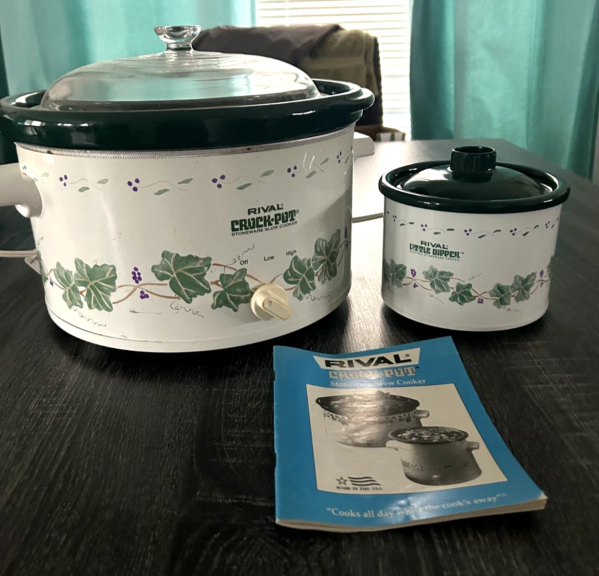 Rival Crock Pot Stoneware 5QT Slow Cooker With Little Dipper Server Vintage
Opens in a new window or